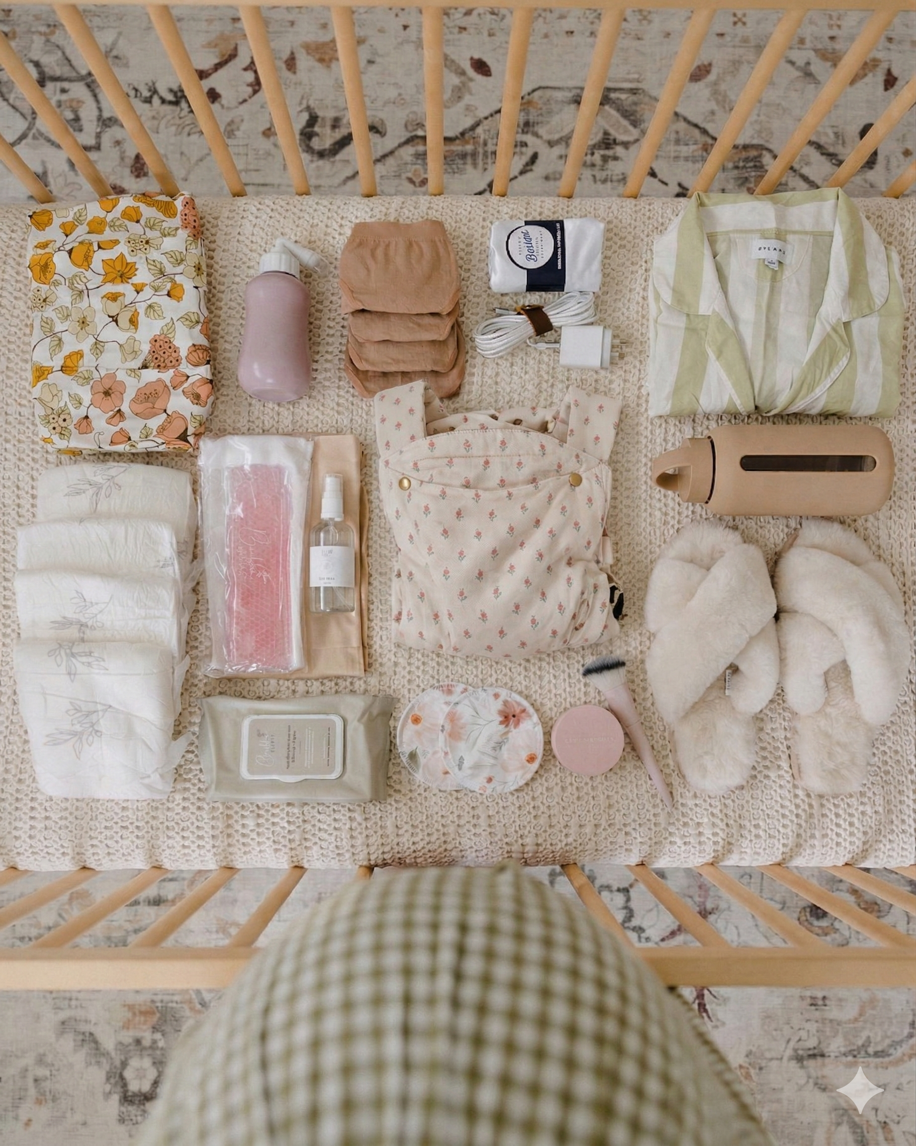 liste de naissance: essentiels pour bébé incluant le porte-bébé physiologique Exquis 