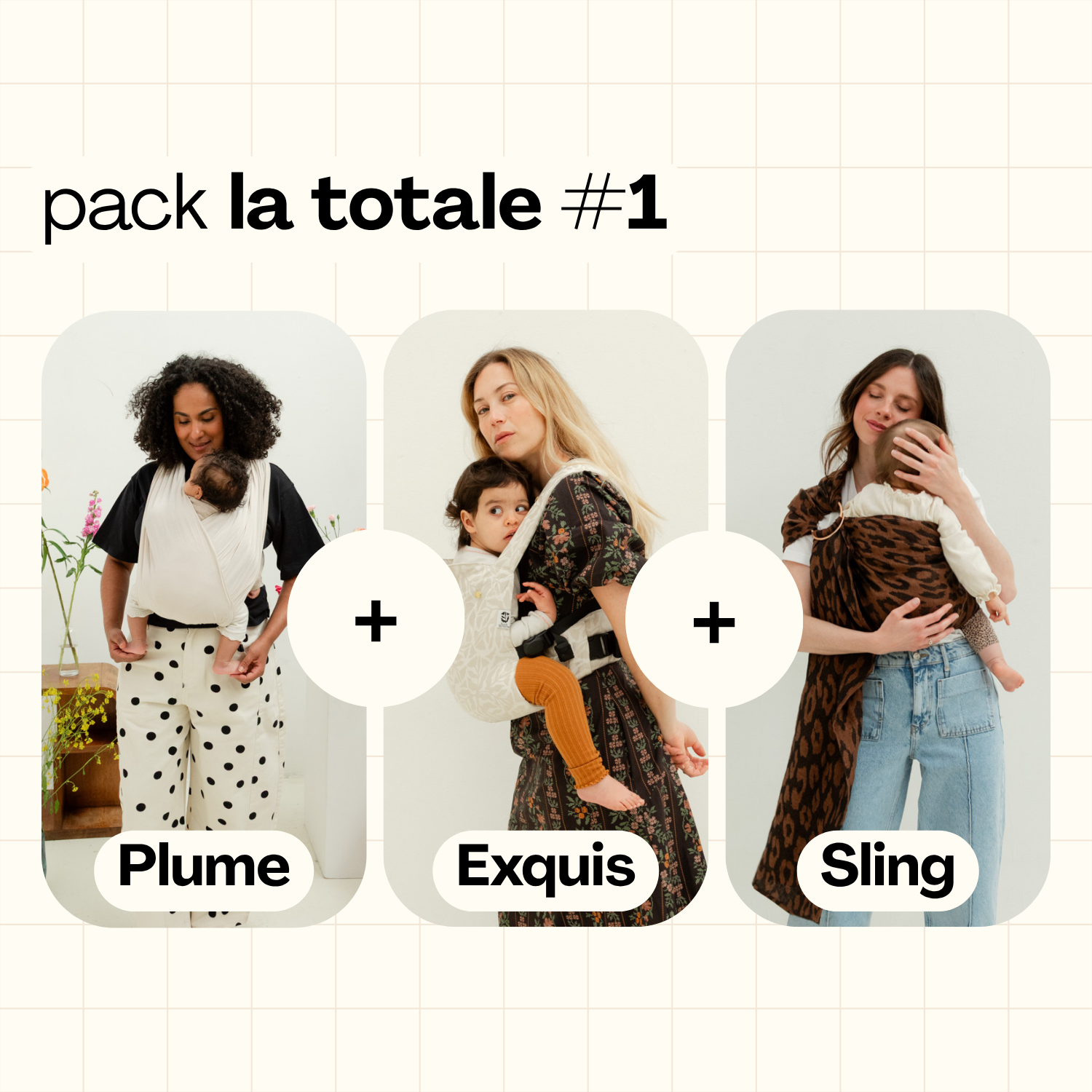 porte-bébé naissance plume, porte-bébé hybride Exquis et sling Wlid pour le pack la totale 1